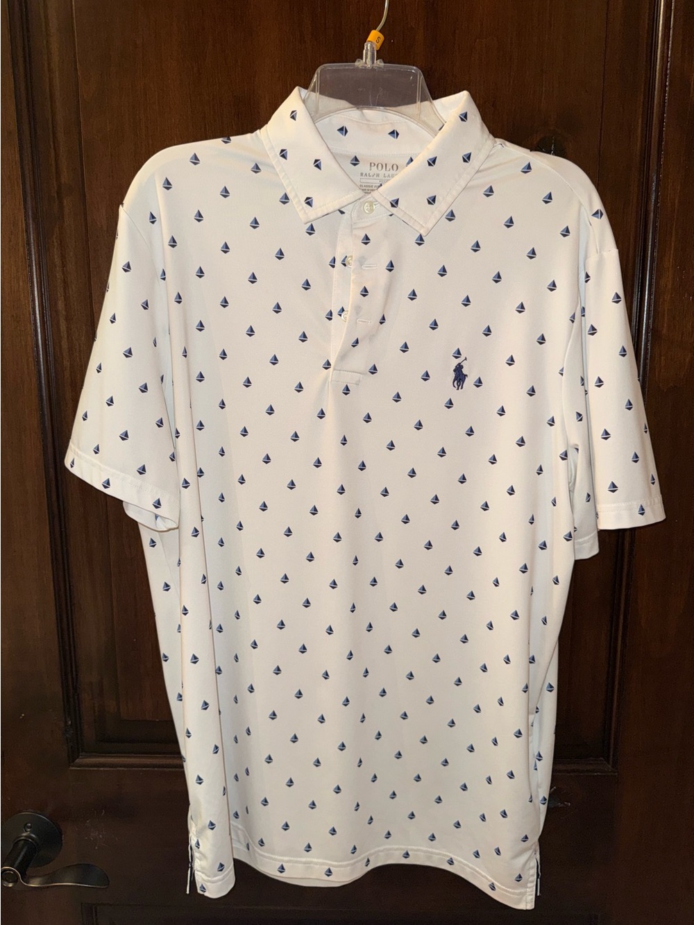 Polo by Ralph Lauren White Polo with Navy Sailboat Motif